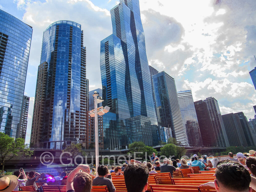 View of Chicago's skyline from the river cruise