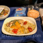 United Airlines Domestic First Class Dinner - chicken with orzo