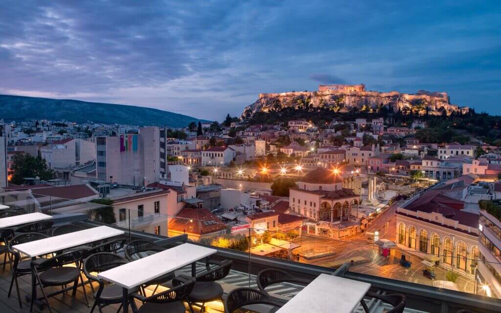 Awesome place to eat out on a roof top in Athens
