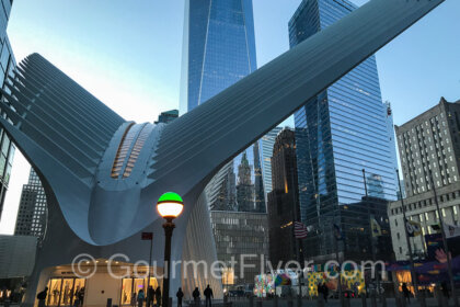 Evening outside view of the Oculus
