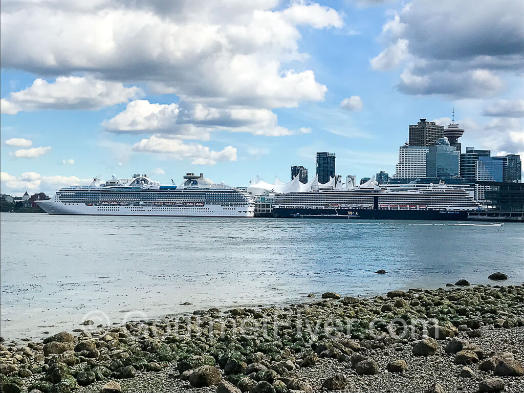 View of Canada Place and cruise ships from the Sea Wall.