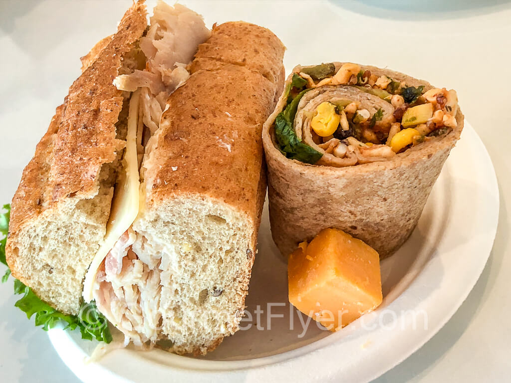 Turkey sub sandwich and Mexican veggie wrap.