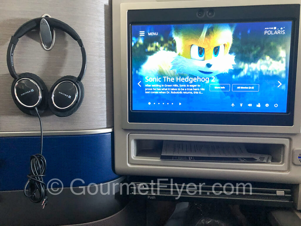 The inflight entertainment screen console.