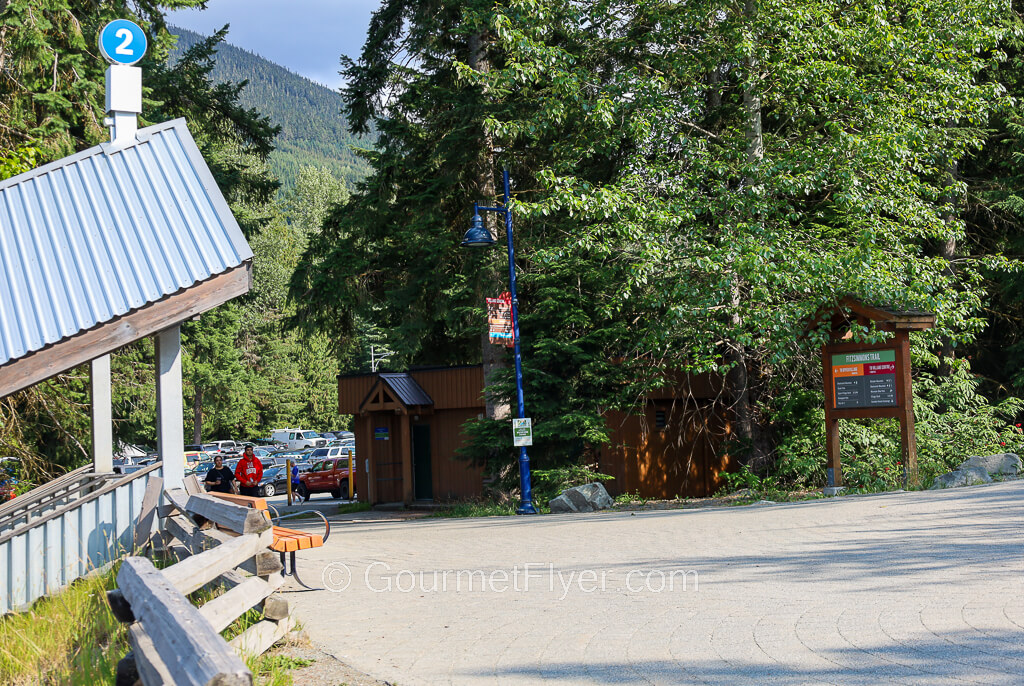 The Valley Trail lies next to the Parking Lot #2 sign.