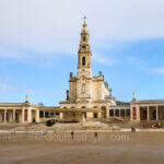 A day trip to Fatima, Nazare, and Obidos features a front view of the Basilica of our Lady of the Rosary.